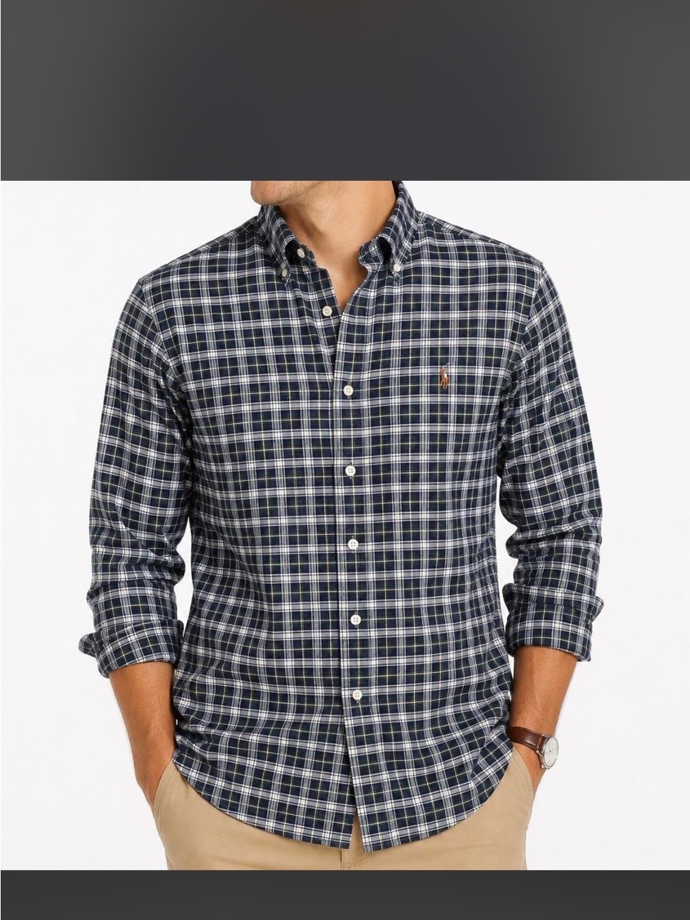 Ralph Lauren Men's Green Plaid Button-Down Shirt - Classic Fit